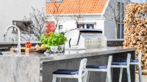 Utekök mamutdesign corian komposit lava rock utomhus med bar