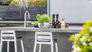Utekök mamutdesign corian komposit lava rock utomhus med bar