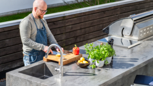 Utekök mamutdesign corian komposit lava rock utomhus med bar
